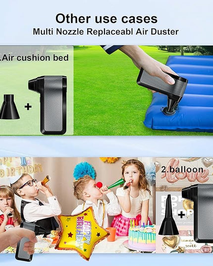 SDFM Compressed Air Duster, 125000RPM Electric Air Duster with Brushless Motor, Contains Multiple nozzles, for Cleaning Keyboard & PC. 3 Adjustable Gears, Rechargeable mini Blower for Car Detail