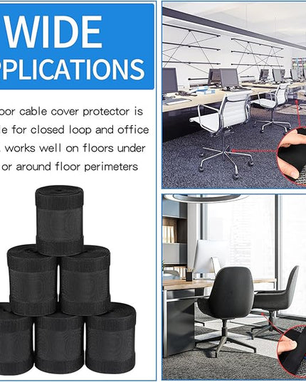 WILLBOND Carpet Cord Cover Cable Protector Floor Cover Cable Protector Management Only for Commercial Office Carpet(59.06 ft,Black)