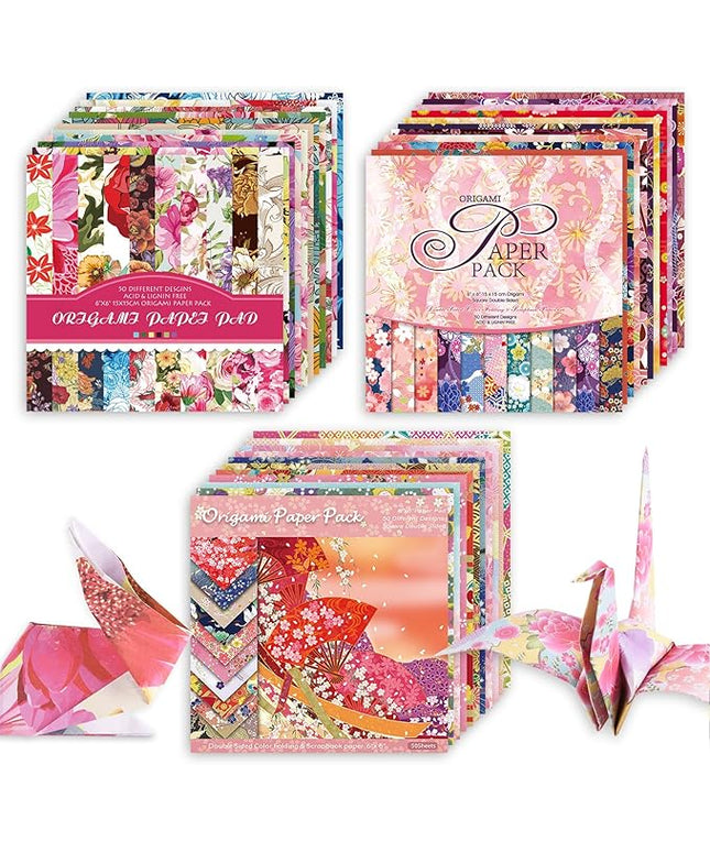 Origami 6x6 Paper Kit 150 Sheets 150 Vivid Colors Double Sided Same Printed Traditional Patterns Square for Arts Crafts Projects Japan Traditional Chiyo.Ethnic Flowers