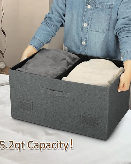 75 Quarts Extra Large Decorative Storage Bins with Lids, 3 Packs Dark Gray Collapsible Storage Bins with Lids, Stackable Storage Bins Decorative Box Storage With Lid Extra Large