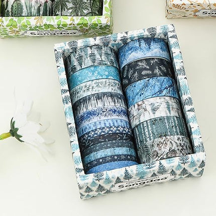 Songdao 18 Rolls Seasons Flowers Washi Tape Set Floral Arts Adhesive Tapes Blooming Garden Decorative Masking Tape Sets for Craft, Kids, Scrapbook, DIY, Gift Wrapping (Winter)
