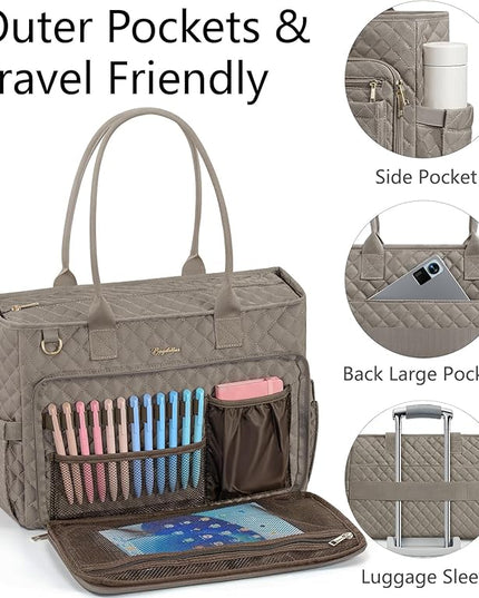 Teacher Bags for Women, 15.6 inch Laptop Work Tote Nurse Bible Bag Quilted Shoulder Handbag for Work, Daily, School, Travel