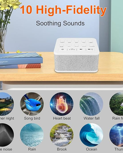 LUXSWAY Sound Machine, White Noise Machine with 10 Natural Soothing Sounds, Volume Control & 3 Timers Setting, Memory Function Sleep Machine for Baby Kids Adults & Home Office Travel