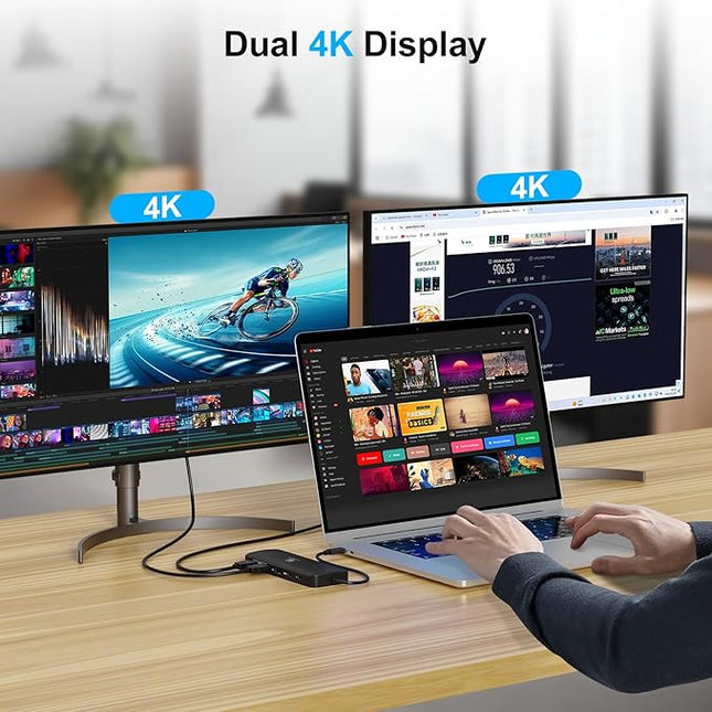 i-magBac Laptop Docking Station Dual Monitor 2 HDMI, 11-in-1 USB C 4K/60Hz Dual Display Dock,1Gbps Ethernet, 100W USB C PD Port, 5 USB A/C Ports, SD/TF Card Slot for Dell, HP, Lenovo, Surface(Black)