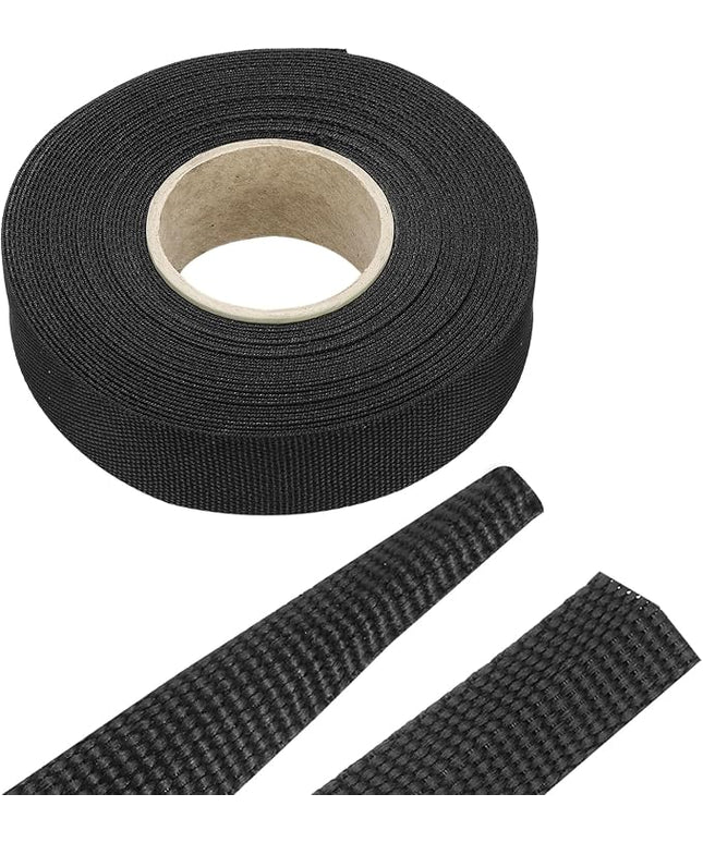 MECCANIXITY Braided Cable Sleeves Heat Shrinkable Fabric Sleeving, 7/8" 40ft Black 2:1 Ratio Heat Shrinkable Cord Protector for Harness Cable, Network Cable Protection, Cable Management