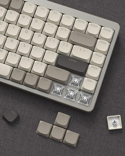 Womier Low Profile Keycaps - Shine Through PBT Key caps 60 65 75 100 Percent, Mechanical Keyboard Keycaps for Cherry Gateron MX Switches Keyboard - Khaki Grey