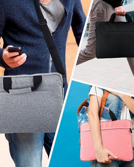 Laptop Case Shoulder Bag for 15.6 Inch Laptop Computer Chromebook, 16 Inch MacBook Pro A2485 A2141 A2780 A3403 A3186, Protective Polyester Computer Portable Bag Briefcase with Handle, Black