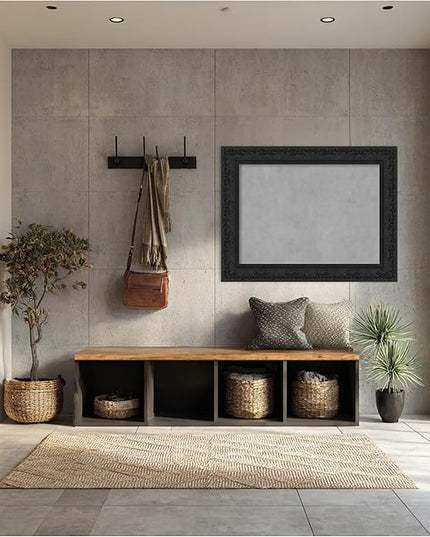 Amanti Art Black Framed Magnetic Board 27x35 Medium Vision Board for use with Magnets, 100% Metal Sheet to Display Items as Office Decor or for Home Organization in mudroom, Kitchen or Kids Room