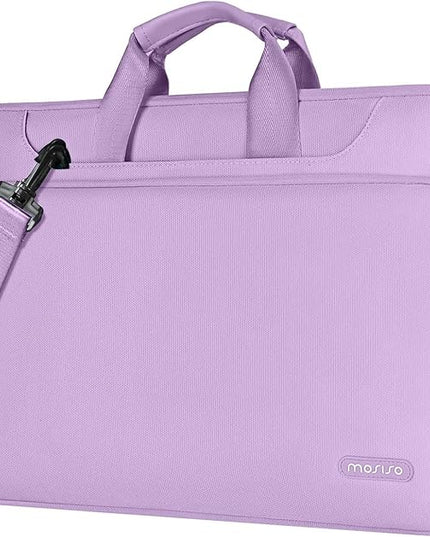 MOSISO 360 Protective Laptop Shoulder Bag Compatible with MacBook Air/Pro, 13-13.3 inch Notebook, Compatible with MacBook Pro 14 inch M5 M4 M3 M2 M1,Matching Color Sleeve with Belt, Light Purple