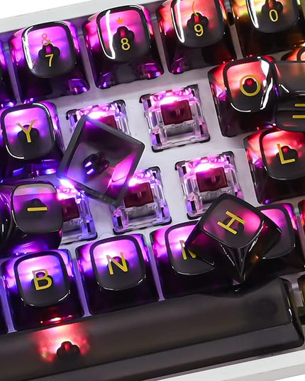 Guffercty kred 61 Keys Black Clear Keycap Set, Transparent Black Keycaps 60 Percent PC Material OSA Profile Only for 60% Keyboard(Obsidian-OSA)