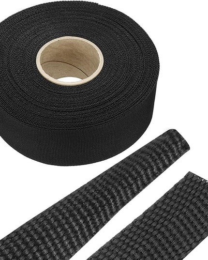 MECCANIXITY Braided Cable Sleeves Heat Shrinkable Fabric Sleeving, 1 3/8" 60ft Black 2:1 Ratio Heat Shrinkable Cord Protector for Harness Cable, Network Cable Protection, Cable Management
