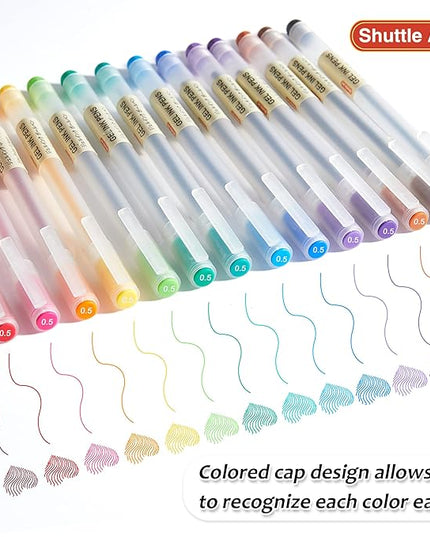 Shuttle Art Gel Ink Ball Point Pens, 15 Colors Japanese Style Pens, 0.5mm Fine Ballpoint Pens Quick Drying for Writing Journaling Home, School and Office Stationery Supply
