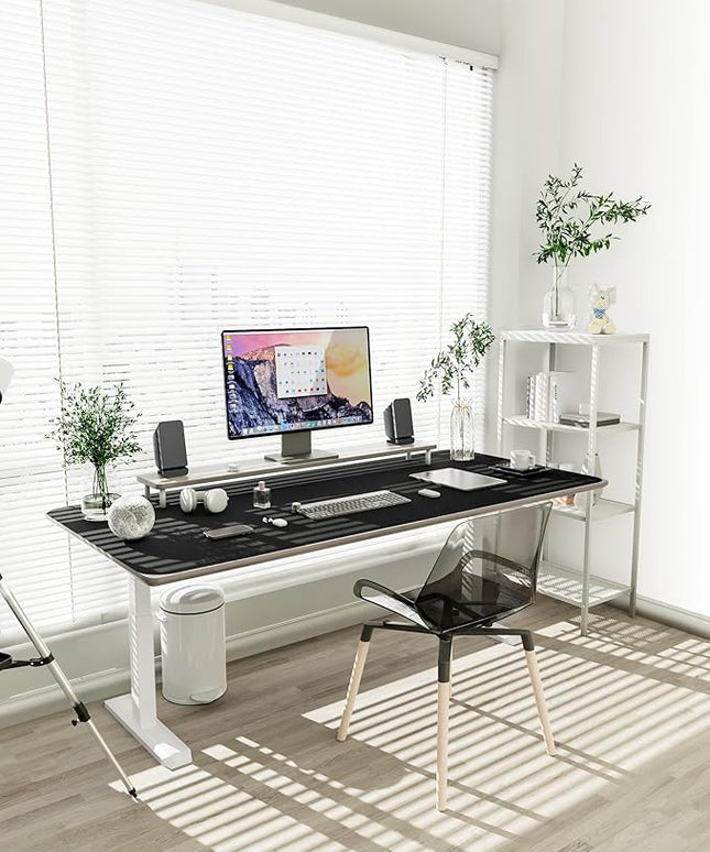 YSAGi Non-Slip Leather Desk Pad XL Size, Waterproof Laptop Computer Desk Keyboard Mat, Table Protector Blotter Mat, Large Mouse Pad for Office/Work/Home/Decor(Black, 47.2" x 23.6")-No Band