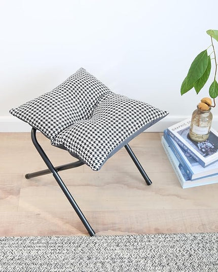 Foldable Foot Rest Stool for Under Desk or Sofa - Office Footrest Ottoman, Portable Leg Rest for Home & Office (Houndstooth)