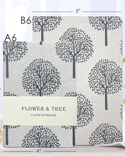 A6 Notebook, Linen Journal, Pocket Notebook, 4x6, Hardcover, Lay Flat, Thick, Small, Lined Notebook & Unlined Sketchbook, The Tree of Life, Beige