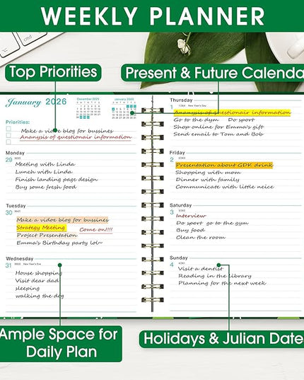 Ymumuda 2026 Planner, Daily Weekly Monthly Planner, 2026 Calendar Planner (Jan 2026 - Dec 2026), 8.4" x 6.3", Teacher School Student Work Agenda with Tabs, Ideal for School Office Supplies