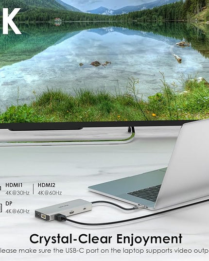WAVLINK USB C Laptop Docking Station Dual Monitor for Dell/Lenovo/HP/XPS, USB-C Hub Multiport Adapter Dongle Dock with 2 HDMI, DisplayPort, Ethernet Hub, 85W Power Delivery, SD Card Reader, Audio