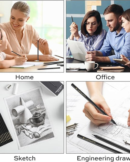 VUSIGN #2 Pencils Bulk, 72 Pack Pre-Sharpened HB Pencils, With 1 Sharpener & 2 Erasers for School, Office, Writing, Drawing Use,Black