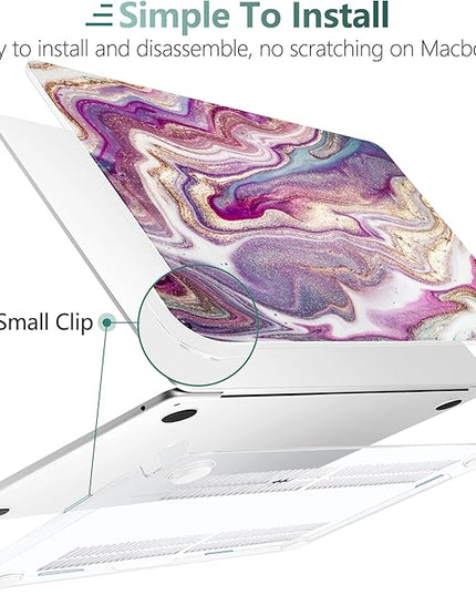 DONGKE for M4 MacBook Air 13.6 Inch Case 2025 2024 2023 2022 Model A3240 A3113 A2681 M3 M2 Chip, Plastic Hard Shell Case Cover with Touch ID for MacBook Air 13 Inch M4 - Marbling Art