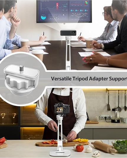 AboveTEK Multi-Angle Adjustable Tablet Stand, 360 Swivel iPad Stand Aluminum Desk Mount Fits 4'-11" Tablets White