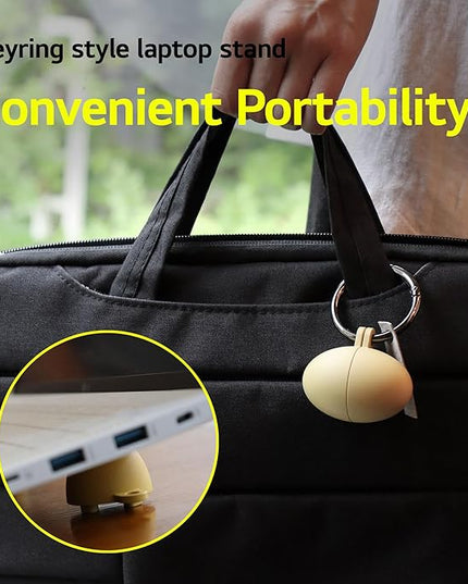 Portable Egg Keyring Style Anti-Slip Silicone Laptop & Pad Stand 2set(4pcs) - Ergonomic Viewing, Typing, Drawing, Cooling Foot/White Yellow (White+Yellow)