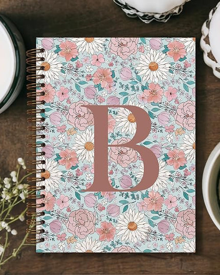 Vintage Floral Personalized Notebook, Initial Letter B Notebook Journal ,Vintage Flower Notebook for Work School Office Supplies,,Monogrammed Notebook for Women Teen Girl,Back to School Supplies 5.5 x 8.3