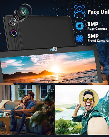 Latest 2025 Upgraded Android Tablet 10.1 Inch with IPS HD Touch Screen, Dual Camera, 64GB Storage 1TB Expansion, 8 in 1 Tablets Kit with Keyboard, Protective Case, Mouse, Stylus, BT 5.4, WiFi 6