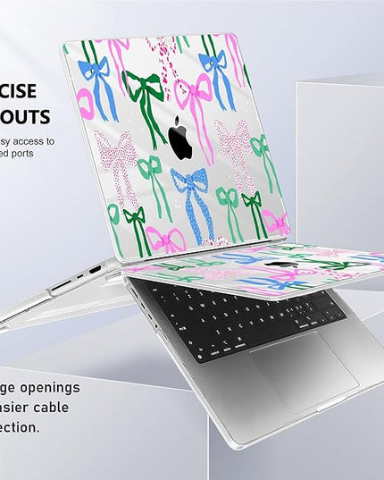 May Chen Case for MacBook Pro 14 inch, Models A2442 A2779 A2918 A2992 A3401 A3185 A3112 A3434, M1 M2 M3 M4 M5 Chip (2021-2025 Release), Plastic Hard Shell Case with Keyboard Cover, Colorful Bows