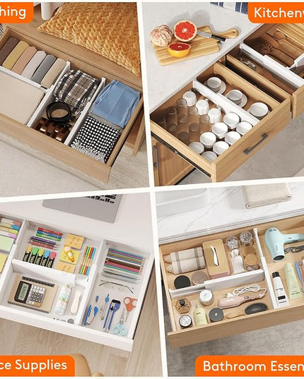 Lifewit 5 Pack Drawer Dividers Plastic 4" High, 13.5-22" Adjustable Drawer Organizers for Clothes, Expandable Dresser Separators in Bedroom/Bathroom/Kitchen/Fridge/Office Organization and Storage