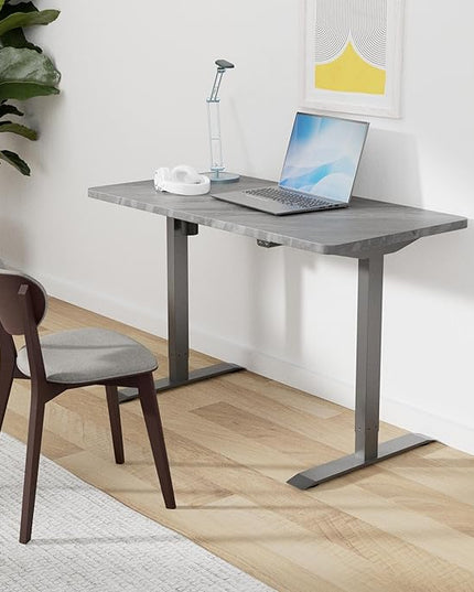 FLEXISPOT EN1 One-Piece Standing Desk 48 x 24 Inches Height Adjustable Electric Desk (Silver Frame + Marble Grey Top, 2 Packages)