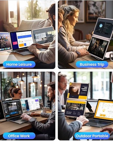 Enzion Laptop Screen Extender,Upgraded 15.6" Portable Monitor,FHD 1080P Triple Laptop Screen Extender,Detachable Dual Monitor for 13”-17” Laptops,Plug & Play,Compatible with Mac/Wins/Chrome/Dex