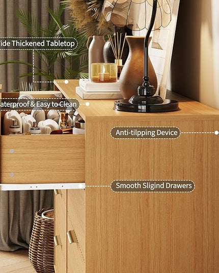 Garvee Fluted Dresser for Bedroom with 8 Drawers,55" Wide Modern Chest of Wooden Bedroom Chest with Metal Handle,Clothes Storage Organizer,Closet Dresser & TV Stand for Living Room,Hallway