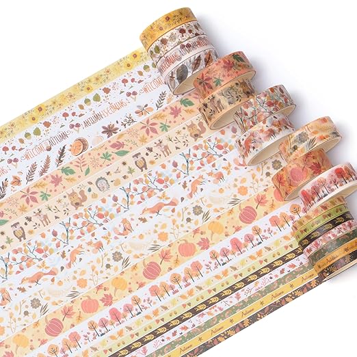 Songdao 18 Rolls Seasons Flowers Washi Tape Set Floral Arts Adhesive Tapes Blooming Garden Decorative Masking Tape Sets for Craft, Kids, Scrapbook, DIY, Gift Wrapping (Autumn)