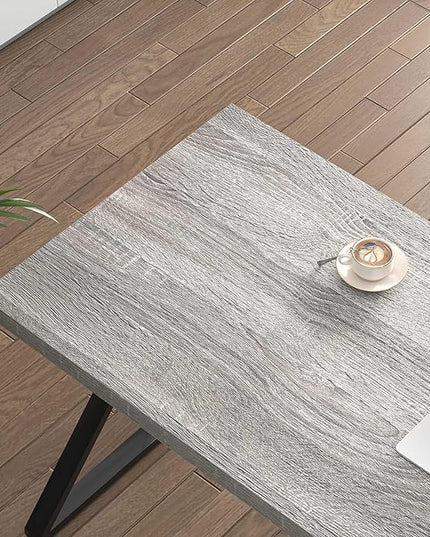 FOLUBAN Modern Desk, Rustic Wood and Metal Computer Desk for Home Office, Simple Study Writing Gaming Table for Bedroom Living Room, Light Grey, 53 Inch
