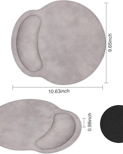 RICHEN Ergonomic PU Leather Keyboard Wrist Rest and Mouse Pad with Wrist Support, Memory Foam Set for Computer/Laptop,Gaming and Office, Comfortable for Easy Typing & Pain Relief (Gray White)