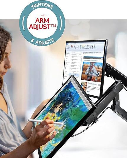 Dual Monitor Arm Stand for 35 Inch Screens - Full Adjustable VESA Mount for 2 Monitors, Heavy Duty Dual Monitor Desk Mount Compatible with C Clamp, Grommet Mounting Base, Holds 26.4lbs per Arm, Black