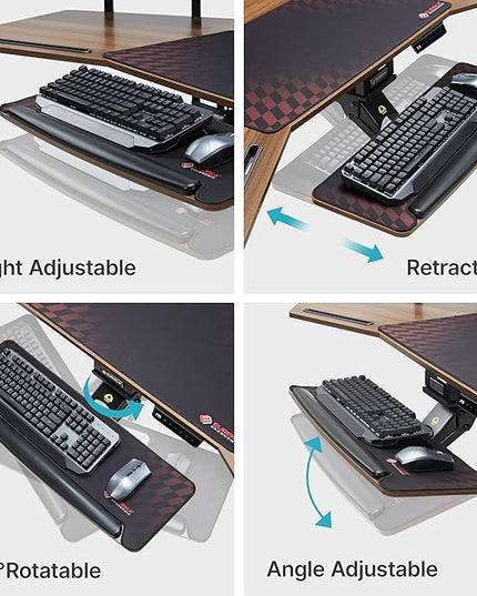 EUREKA ERGONOMIC Standing Desk Adjustable Height, Computer Desk w Keyboard Tray 72" Gaming Music Studio Desk LED Monitor Stand,Dual Motor,Slot Design,Walnut