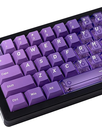 Gradient Grape Purple Clear keycaps，Cherry Profile Key caps Purple Crystal keycap Set，PBT+PC Material Keycaps 160 Keys Custom Key caps Compatible with ANSI/ISO, TKL, Full-Sized Layout