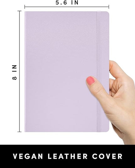 PAPERAGE Dotted Journal Notebook, (Lavender), 160 Pages, Medium 5.6 in x 8 in - 100 GSM Thick Paper – Hardcover Journaling Notebook for Work, School & Bullet Journaling