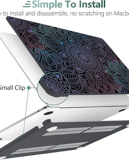 DONGKE for M4 MacBook Air 13.6 Inch Case 2025 2024 2023 2022 Model A3240 A3113 A2681 M3 M2 Chip, Plastic Hard Shell Case Cover with Touch ID for MacBook Air 13 Inch M4 - Colorful Mandala