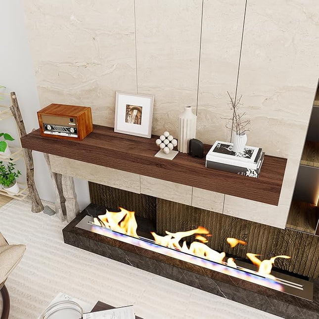 Floating Shelves 48 Inch Long, 12 Inch Deep Floating Shelves for Wall, 48 x 12 Large Wall Shelves for Home Storage & Display, 2" Thicked Floating Shelf for Bedroom, Living Room, Walnut Color, 1 Pack