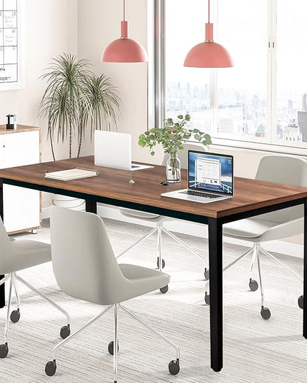 Large Table 35x70 Inches Computer Desk/Dining Table, Office Desk Sturdy Writing Workstation for Home Office Modern Simple Sturdy Laptop Study Table- Walnut