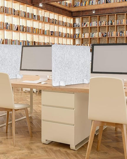 4 Pack Acoustic Desk Dividers - 24" x 20" Freestanding Privacy Panels Set with Noise - Reducing Design Cubicle Sound Proof, Ideal for Office, Classroom, and Home (Silver Gray)