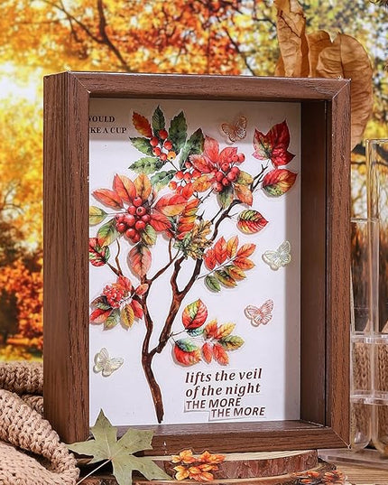 AuriicLeaf Foliage PET Sticker Set, 150PCS Leaf and Branch Stickers for Scrapbooking, Journaling, DIY Crafts, and Art Supplies