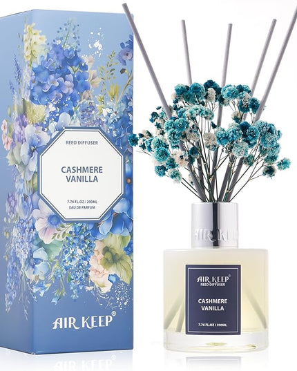 Airkeep Reed Diffuser Set/Cashmere Vanilla/6.76 fl oz(200ml)/1 Pack/Home & Office Decor Aromatherapy Diffuser Oil Gift Set