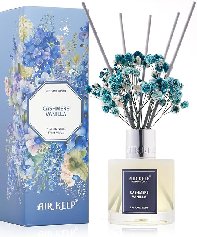 Airkeep Reed Diffuser Set/Cashmere Vanilla/6.76 fl oz(200ml)/1 Pack/Home & Office Decor Aromatherapy Diffuser Oil Gift Set