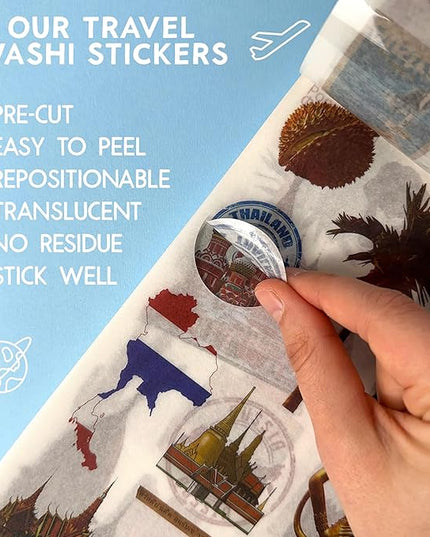 Fayware 300+ Travel Stickers for Scrapbooking & 20 A5 Papers - Pre-Cut Washi Stickers for Journaling, Vintage Travel Scrapbooking Supplies, Junk Journals Stickers