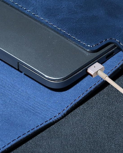 Leather Laptop Sleeve Compatible with MacBook Pro 14 Inch M4 M3 M2 M1 Pro/Max Case,Slim and Durable Waterproof Protective Cover for 13-14 Inch Notebook Computer Cover,Blue