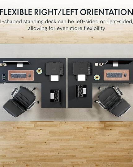 FLEXISPOT Pro Corner Desk Dual Motor L Shaped Computer Electric Standing Desk Sit Stand Up Desk Height Adjustable Desk Home Office Table with Splice Board, 63x40 Black(2 Pakages)