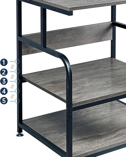 Large Printer Stand Table 23.6 x18.9 x 30 Inches with Height Adjustable Storage Shelf, 3 Tier Rolling Printer Cart with Wheels for Home Office, Gray
